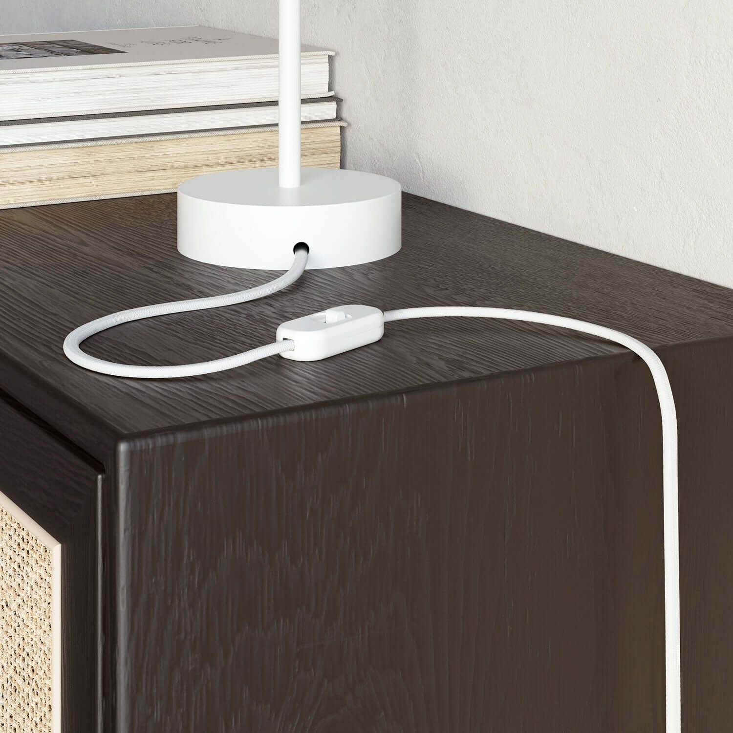 Cavo elettrico tessile piatto Bianco Ottico lucido - PM01