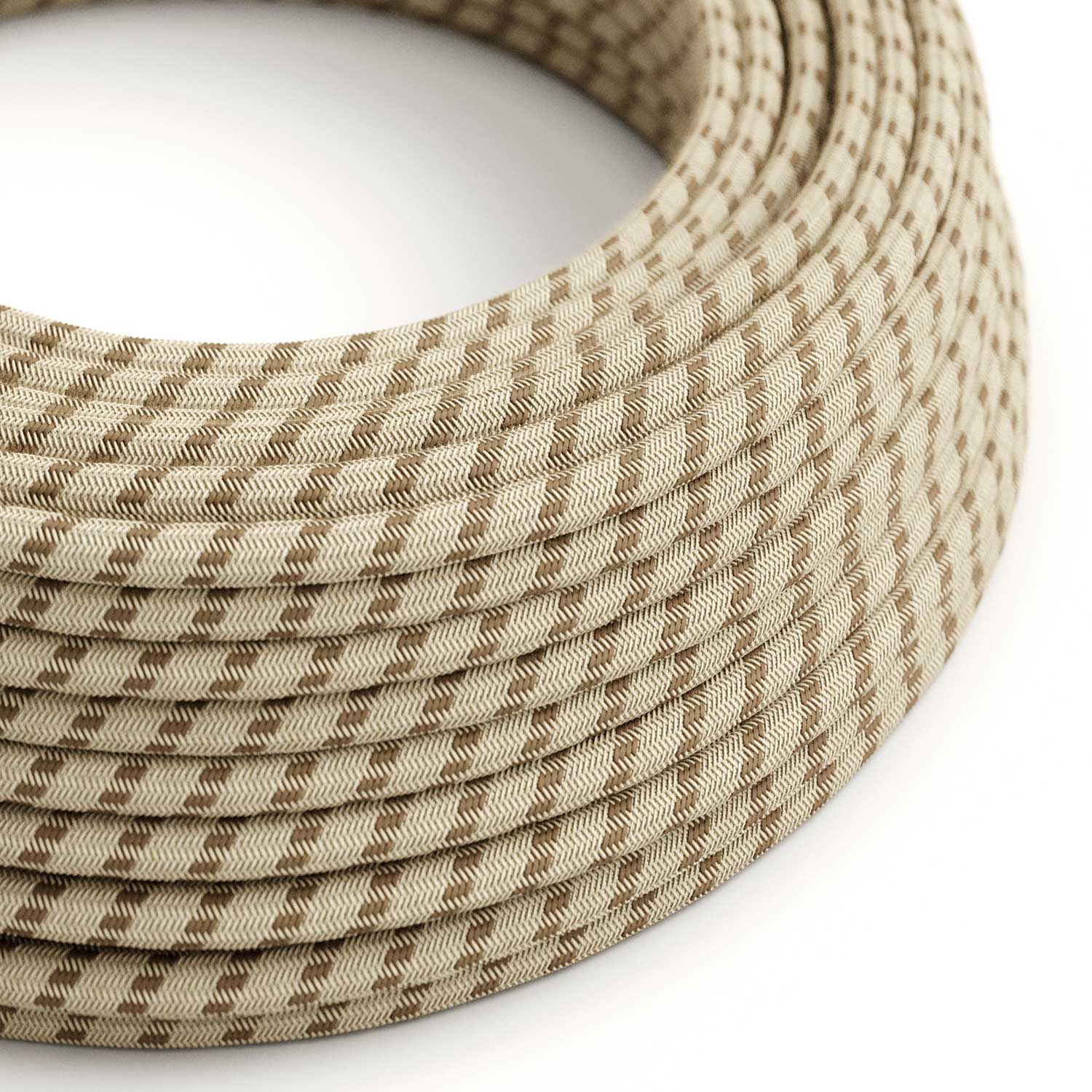 Cavo tessile Corteccia e Beige Stripes - L'Originale Creative Cables, ottimo per lampade DIY - RD53