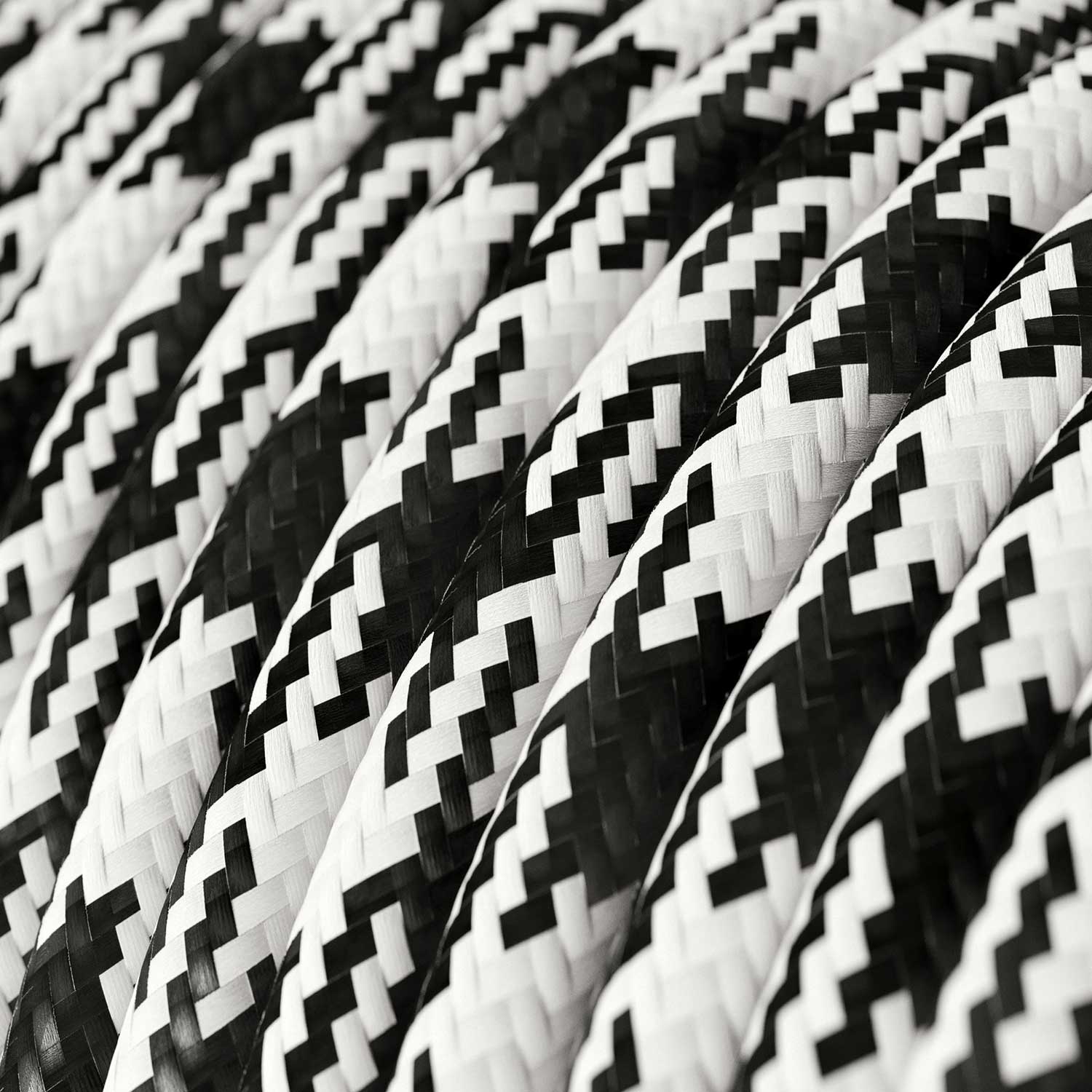 Cloth Covered Wire - Black & White Houndstooth RP04 - UL Listed