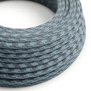Cloth Covered Wire - Blue Cotton Houndstooth RP25 - UL Listed