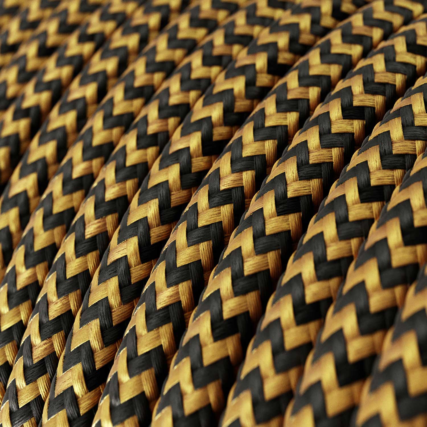 Cloth Covered Wire - Gold & Black Rayon Chevron RZ24 - UL Listed