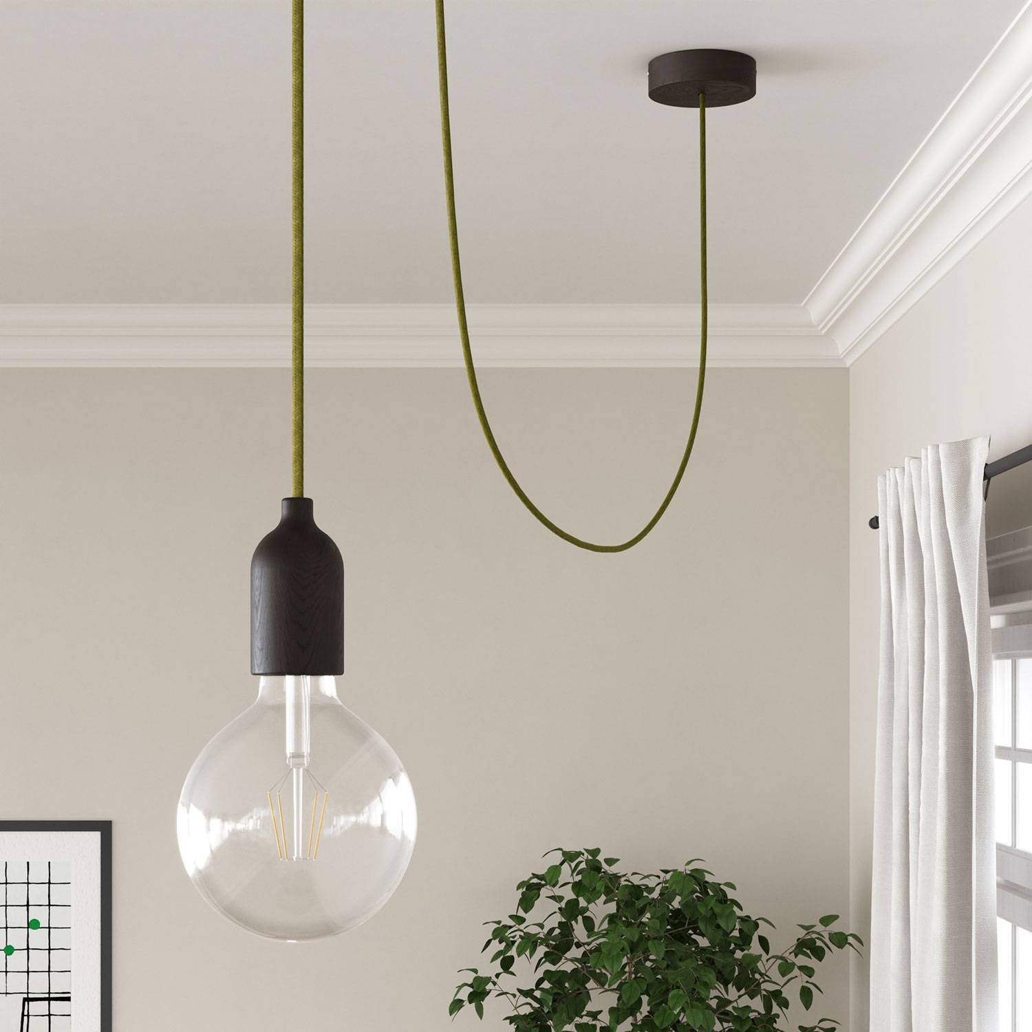 Cloth Covered Wire - Jute Green Hay RN23 - UL Listed