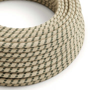 Cloth Covered Wire - Natural & Charcoal Linen Stripe RD54 - UL Listed