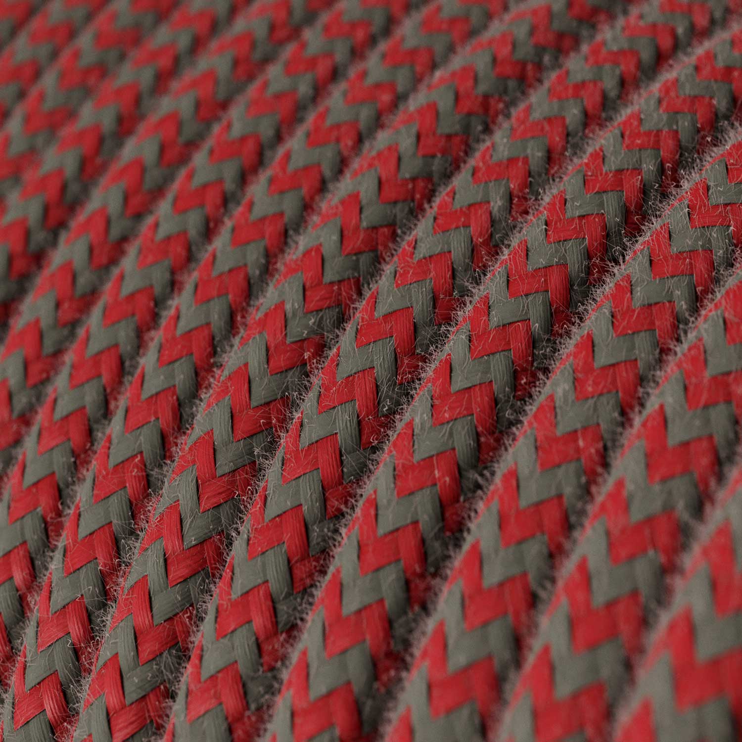 Cloth Covered Wire - Red & Gray Cotton Chevron RZ28 - UL Listed
