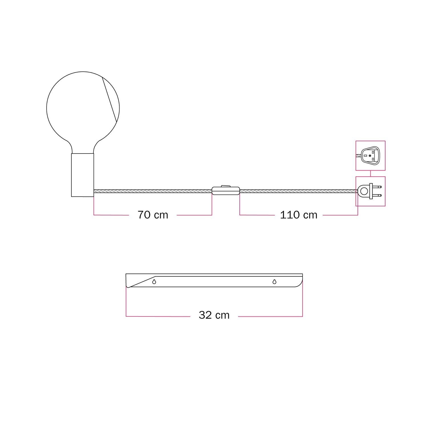 Combo Camo - Lampada con mensola - Grigio