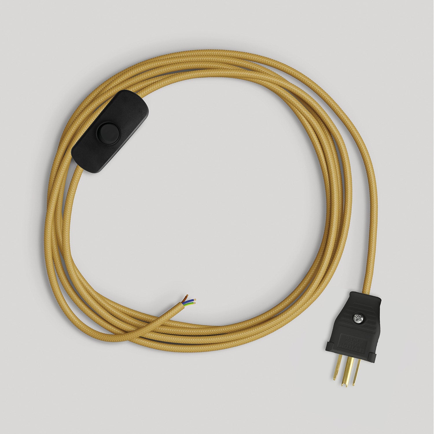 Cordset for lamp with bright mustard cable 6 ft Nero