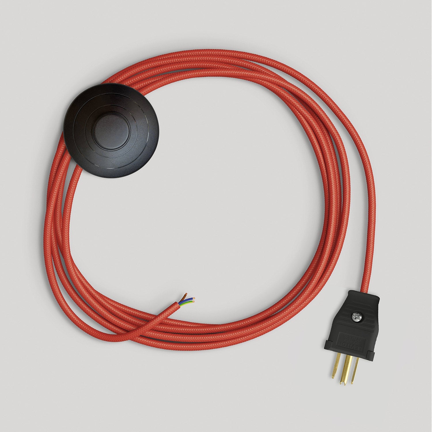 Cordset for lamp with bright red cable 10 ft Nero