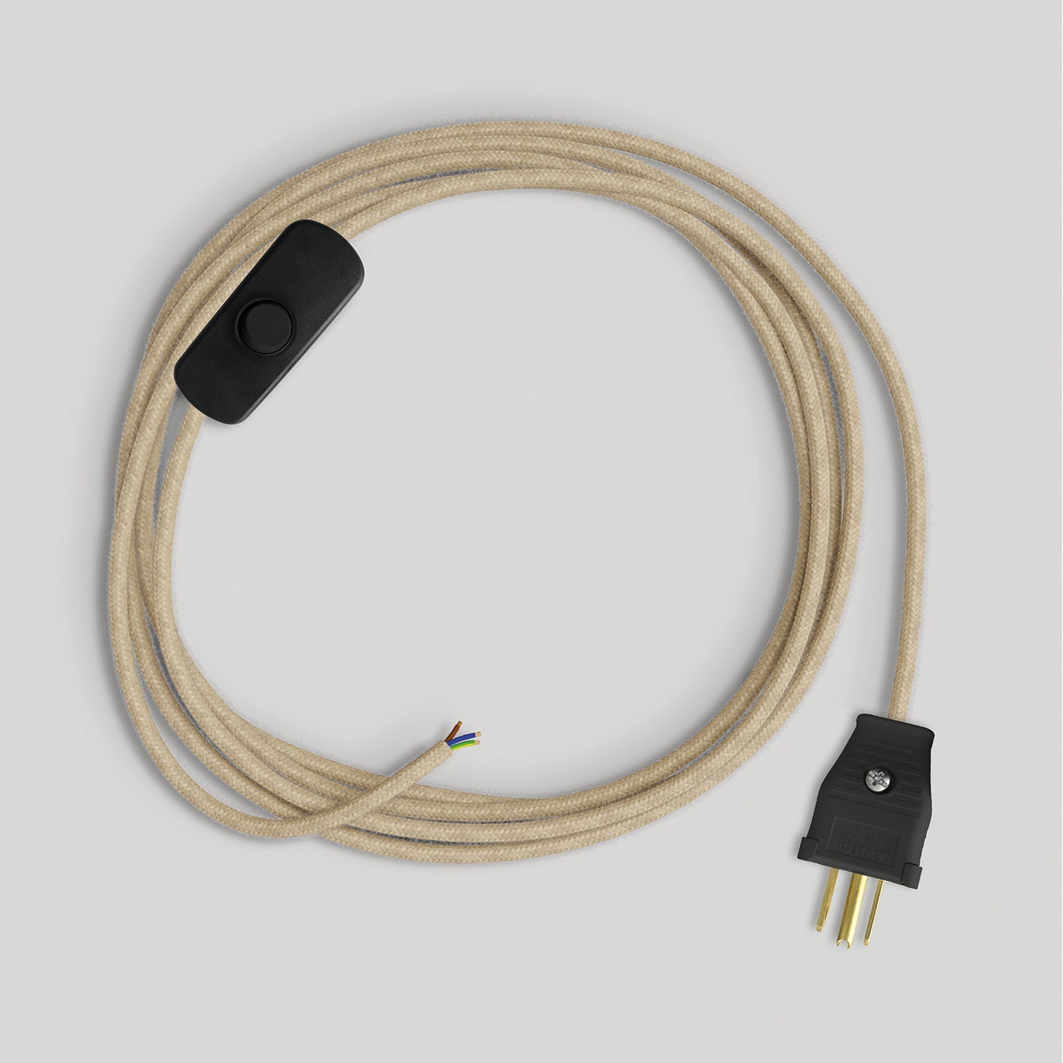 Cordset for lamp with neutral jute cable 6 ft Nero