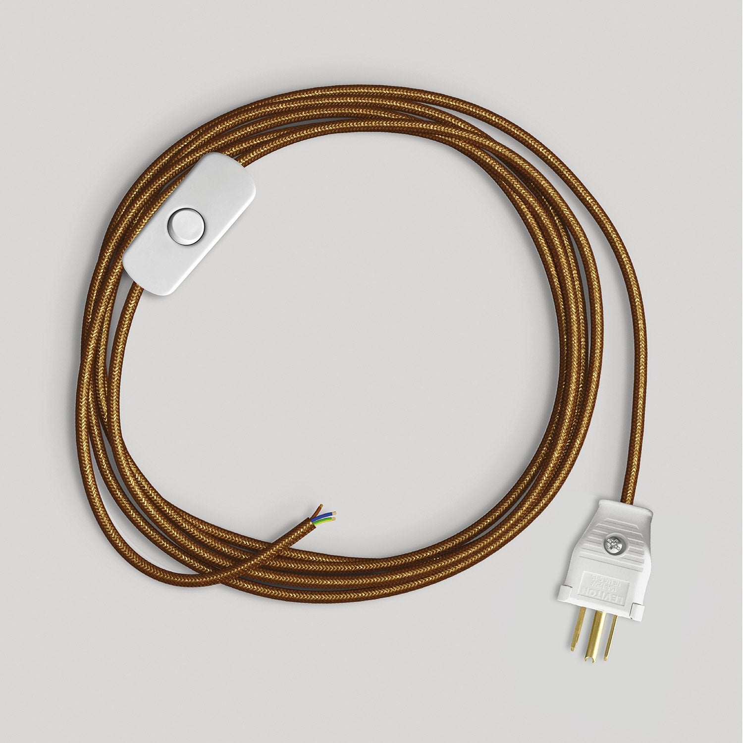 Cordset for lamp with polished and glittered copper cable 6 ft Bianco