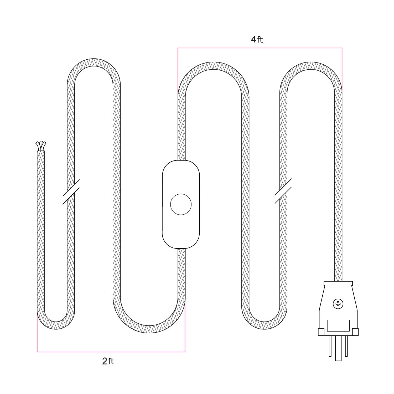 Cordset for lamp with white cotton cable 6 ft Bianco