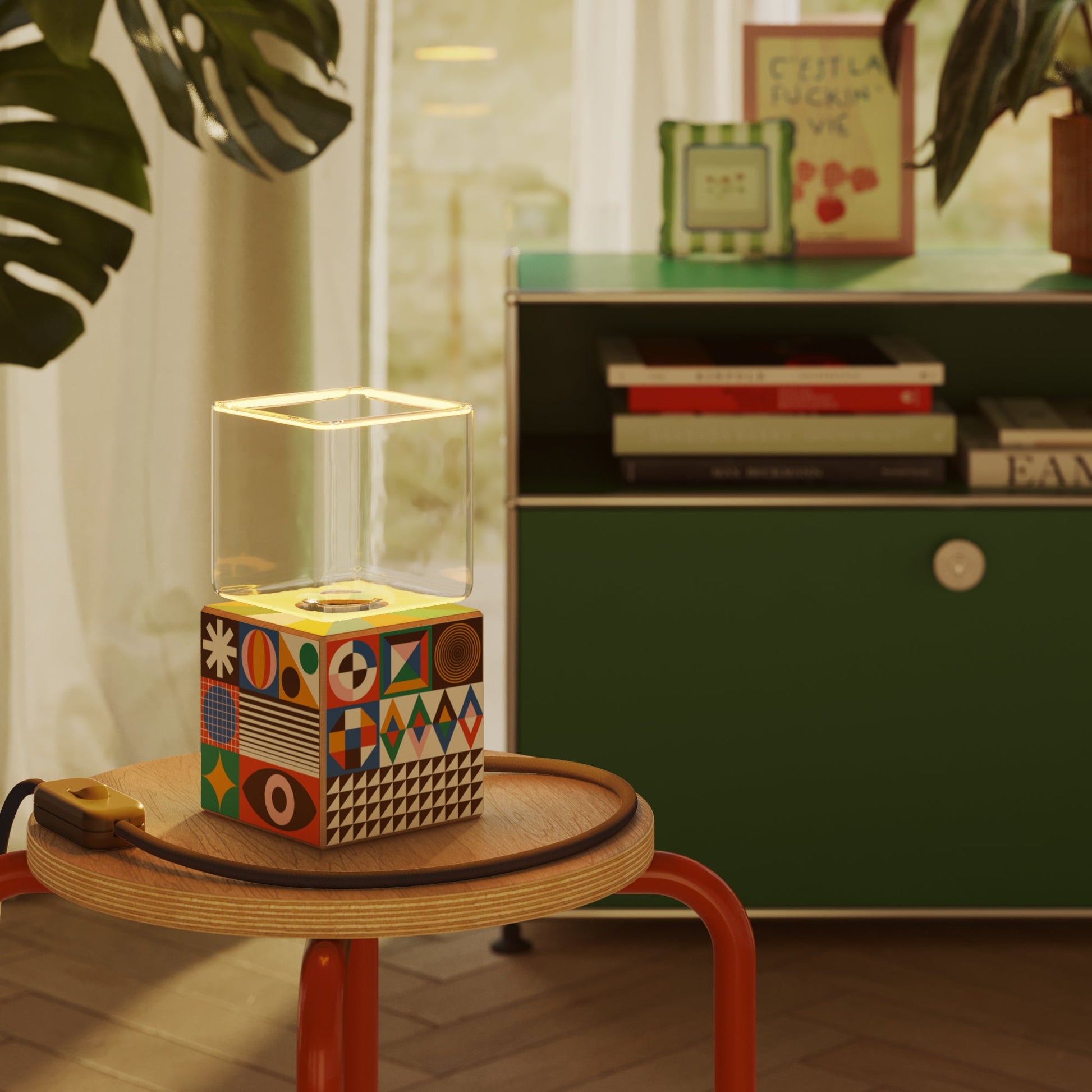Cubetto table lamp with US plug, Ghost bulb - PosterLad - Creative Cables