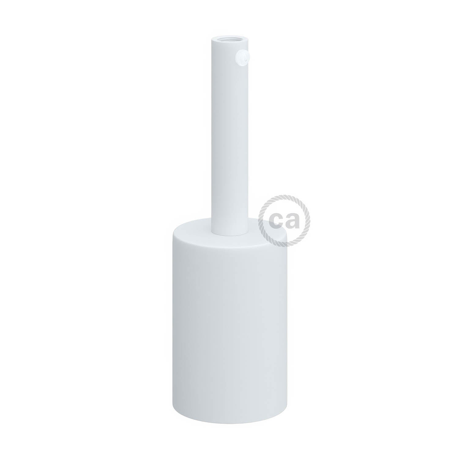 Cylindrical metal UL E26 light bulb socket kit with 7 cm cable clamp - Matt white