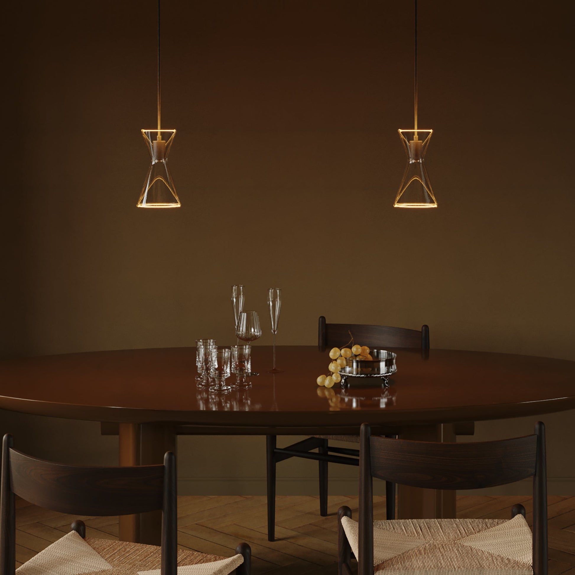 Double-Drop Ghost Double Cone Pendant Lamp - Black