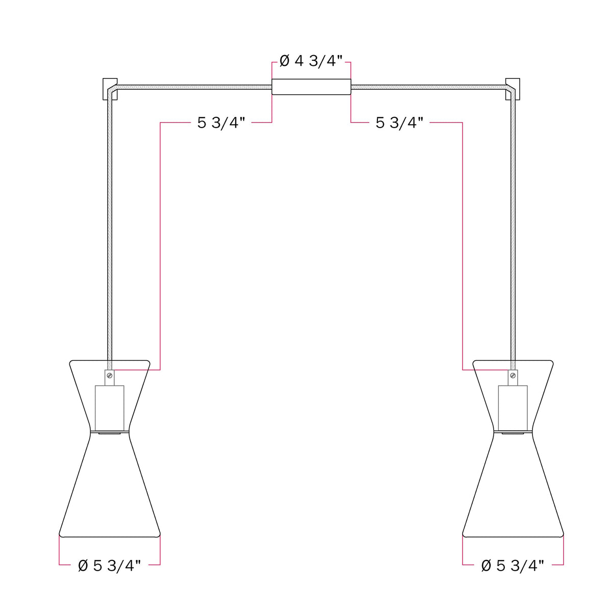 Double-Drop Ghost Double Cone Pendant Lamp - Black