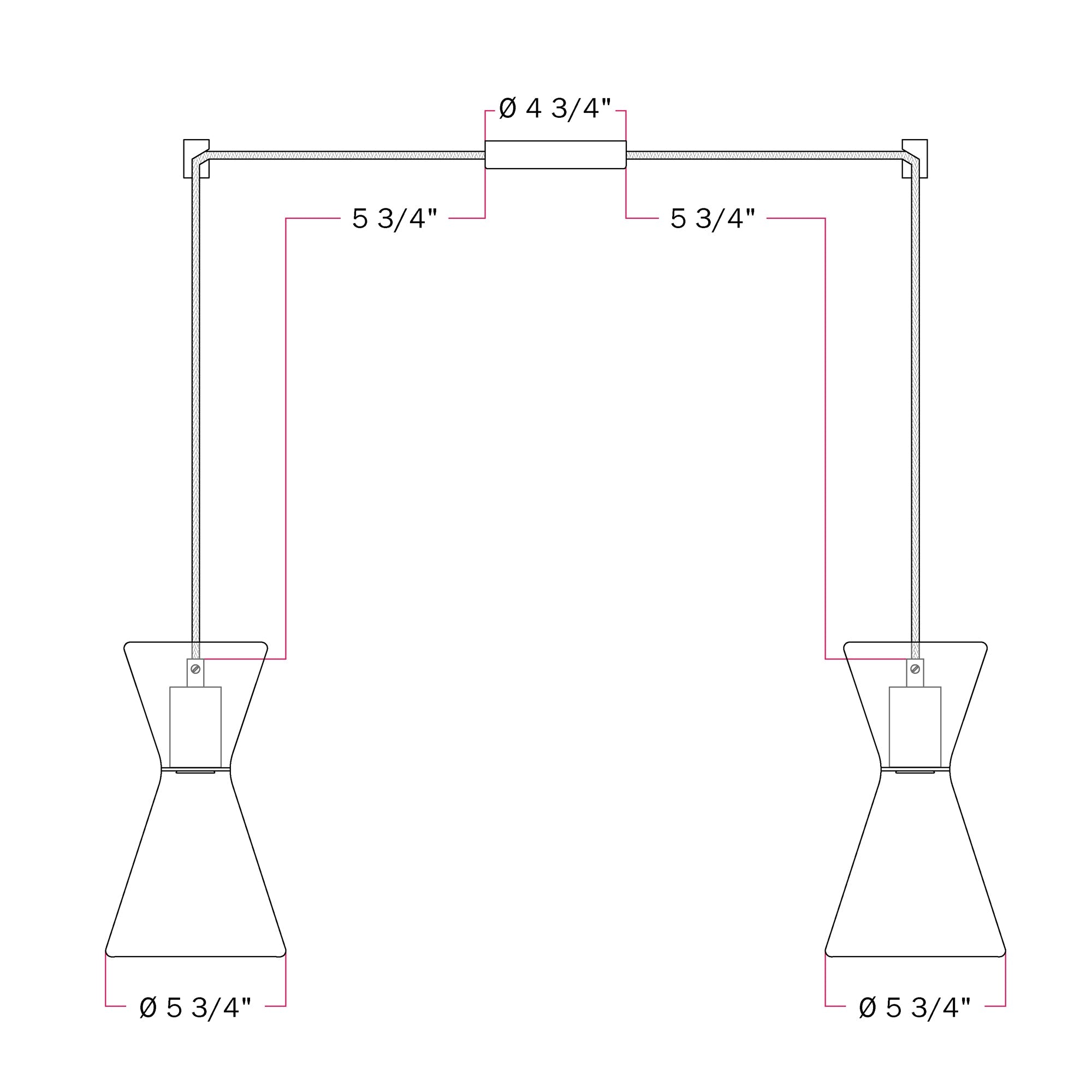 Double-Drop Ghost Double Cone Pendant Lamp - Black