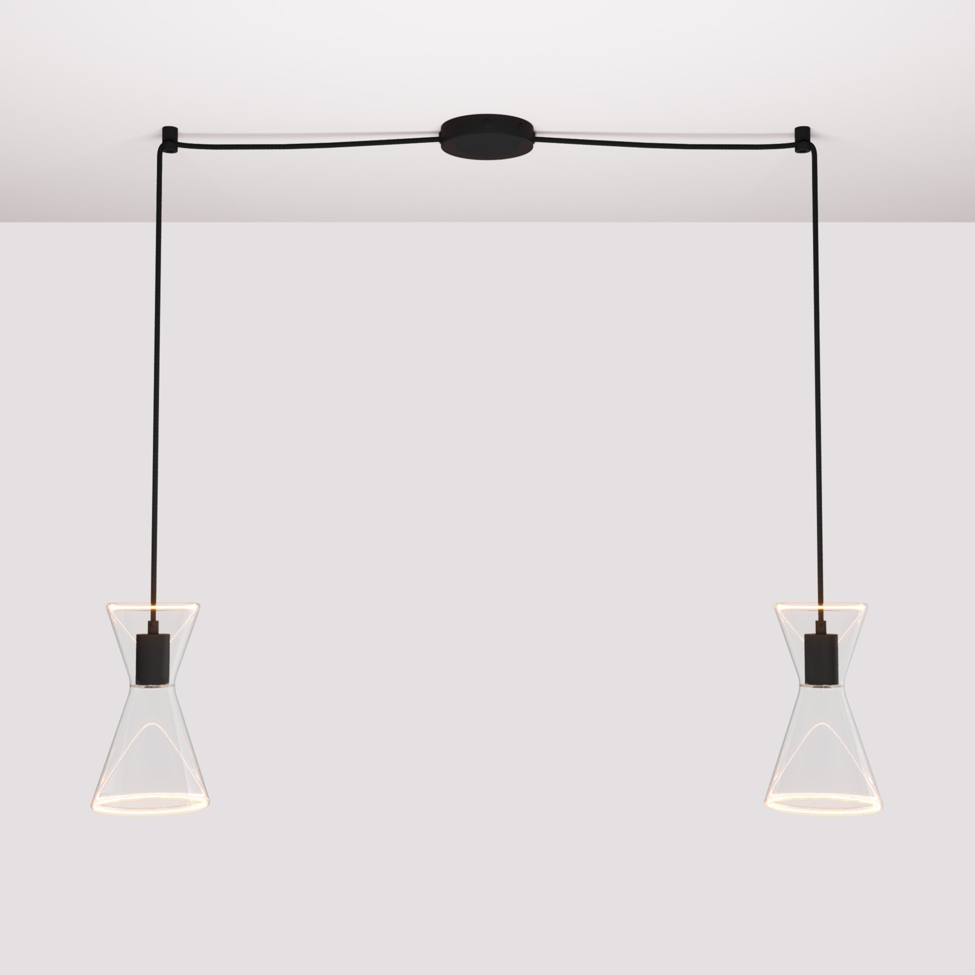 Double-Drop Ghost Double Cone Pendant Lamp - Black