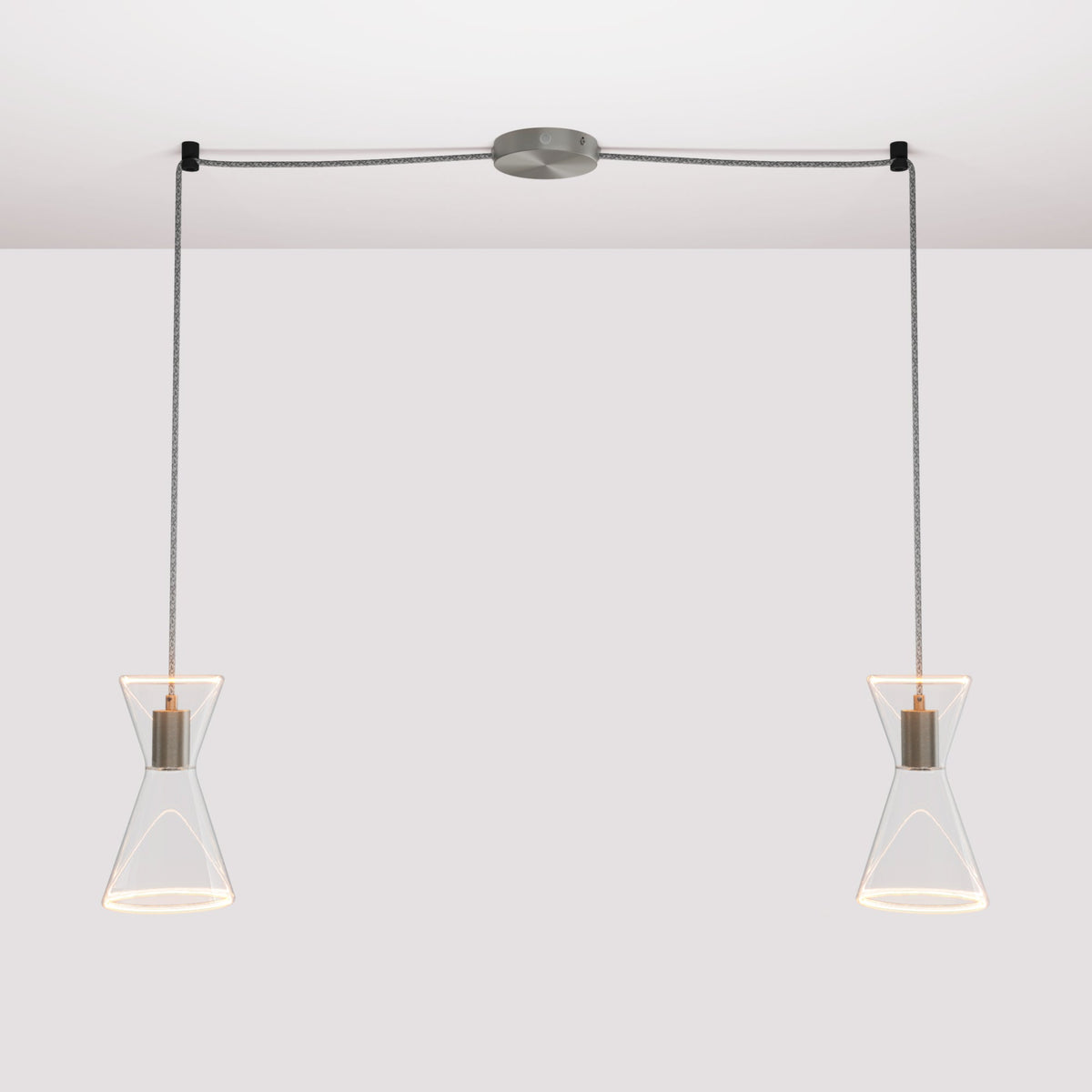 Double-Drop Ghost Double Cone Pendant Lamp - Brushed Titanium