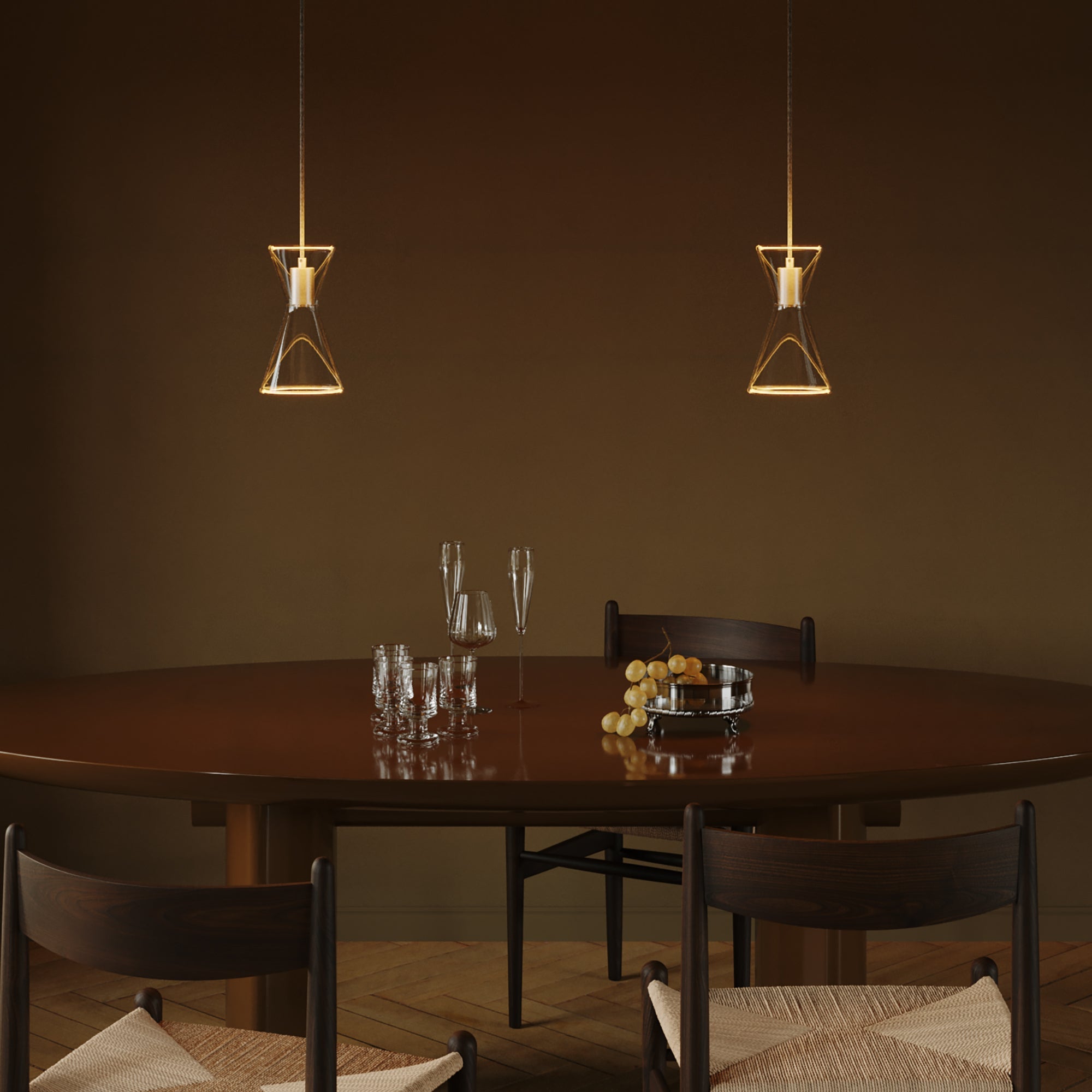 Double-Drop Ghost Double Cone Pendant Lamp - Brushed Titanium - Creative Cables