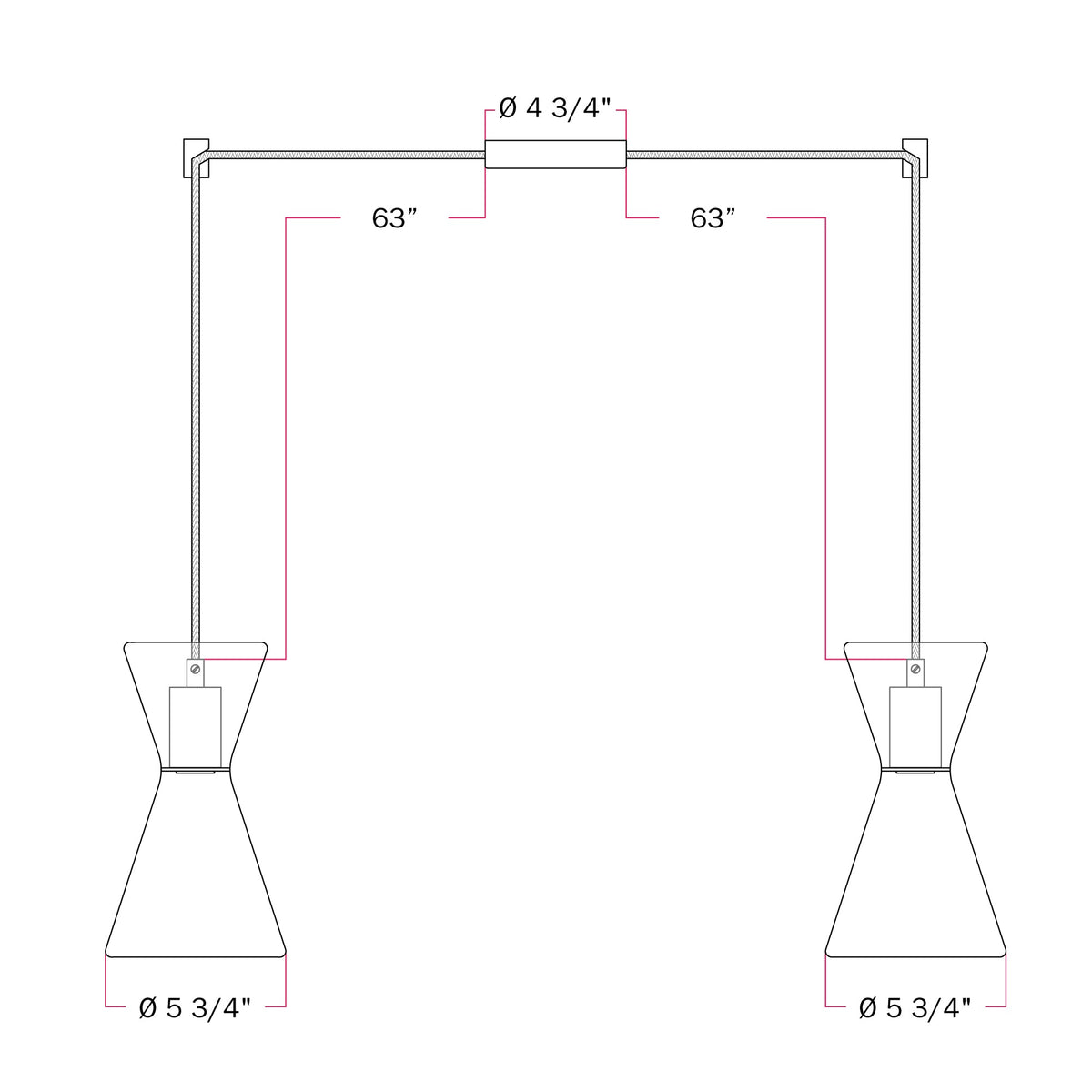 Double-Drop Ghost Double Cone Pendant Lamp - Black