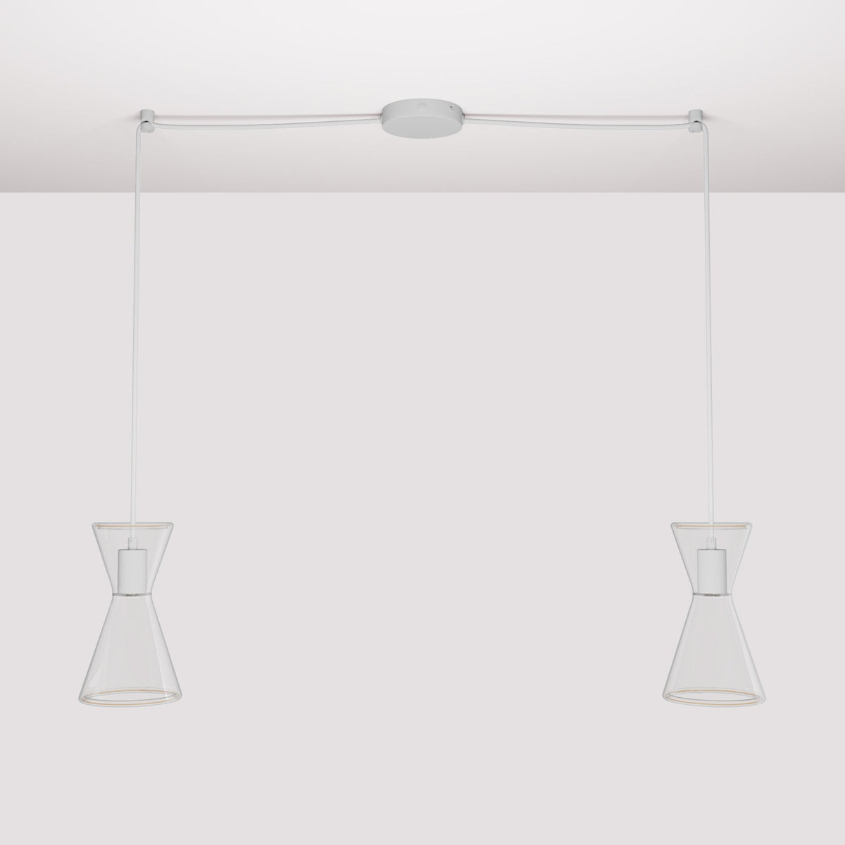 Double-Drop Ghost Double Cone Pendant Lamp - Matte White