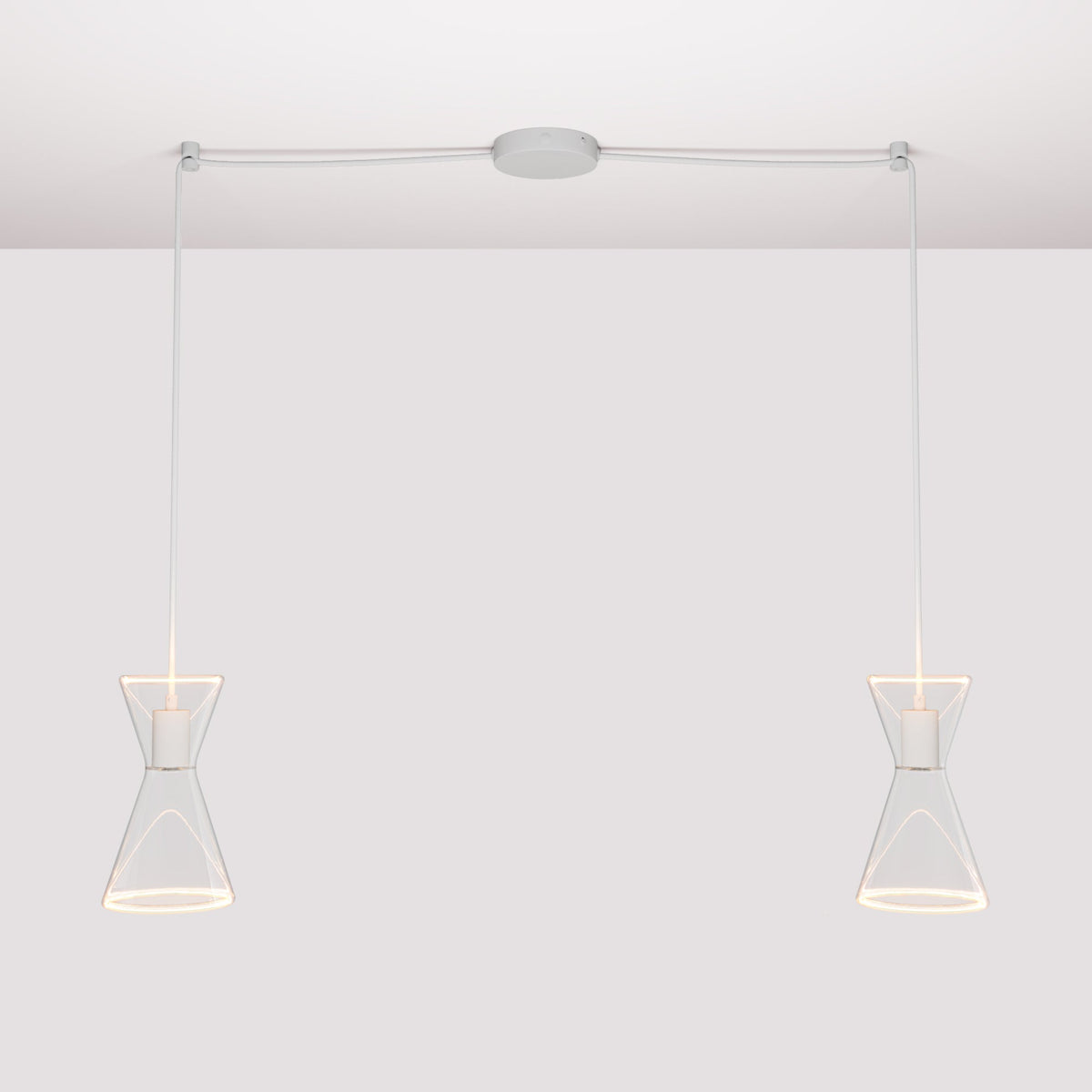 Double-Drop Ghost Double Cone Pendant Lamp - Matte White