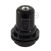 Double Ferrule Bakelite Phenolic E26 light bulb socket - ON/OFF SWITCH - Black