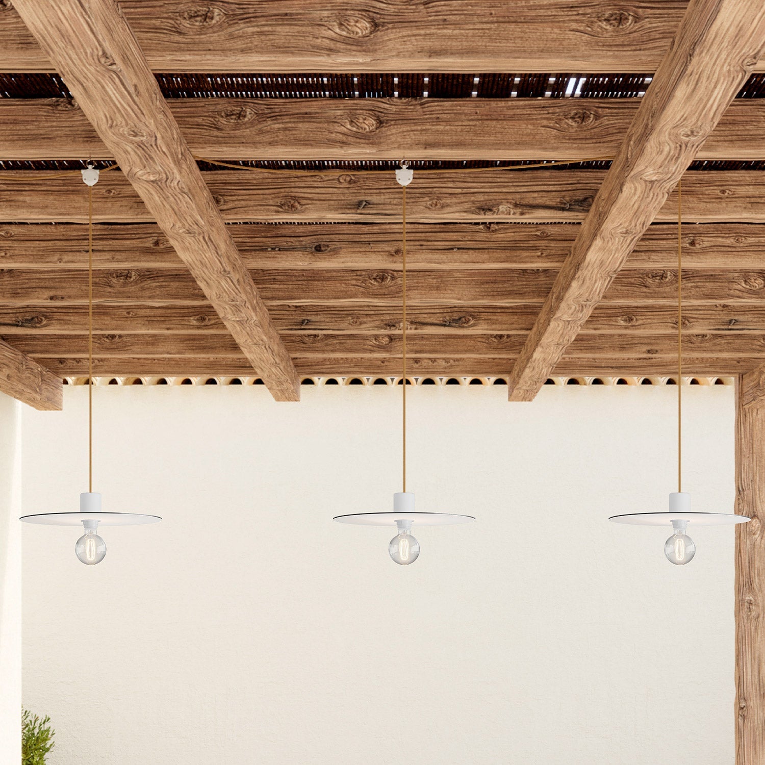 E-Snake Modulair Lampada da esterno IP65 portatile a 3 luci con paralumi e spina UK - Bianco