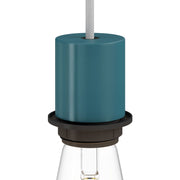 E26 semi-threaded metal socket kit with concealed cable clamp - Petrol