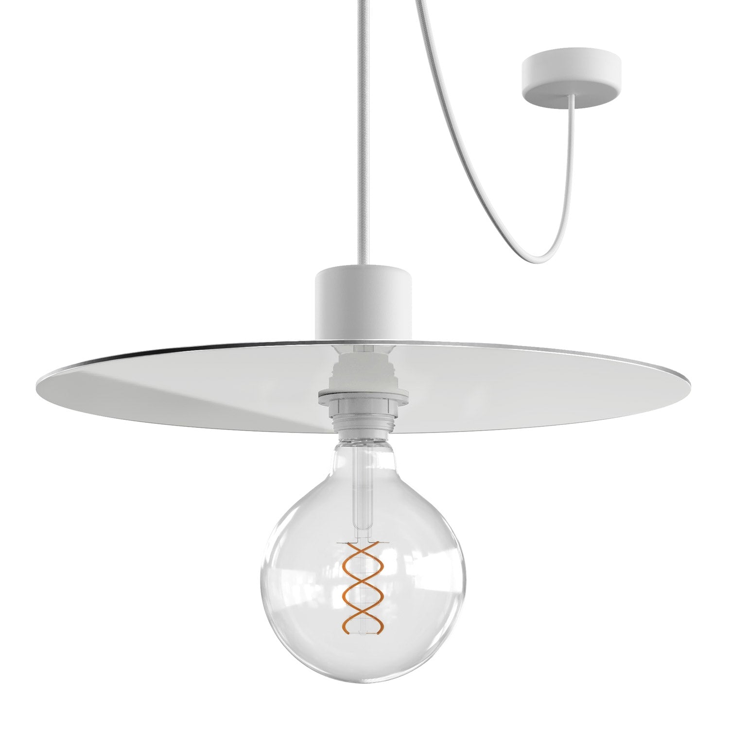 EIVA ELEGANT Pendant light with fabric cable, Ellepì lampshade, canopy and socket for wet locations - White