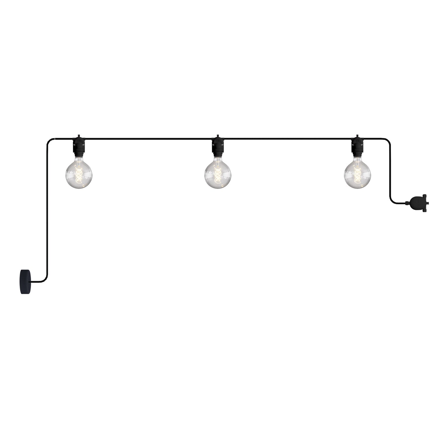 EIVA outdoor string light for wet locations with 3 lights and canopy - Black