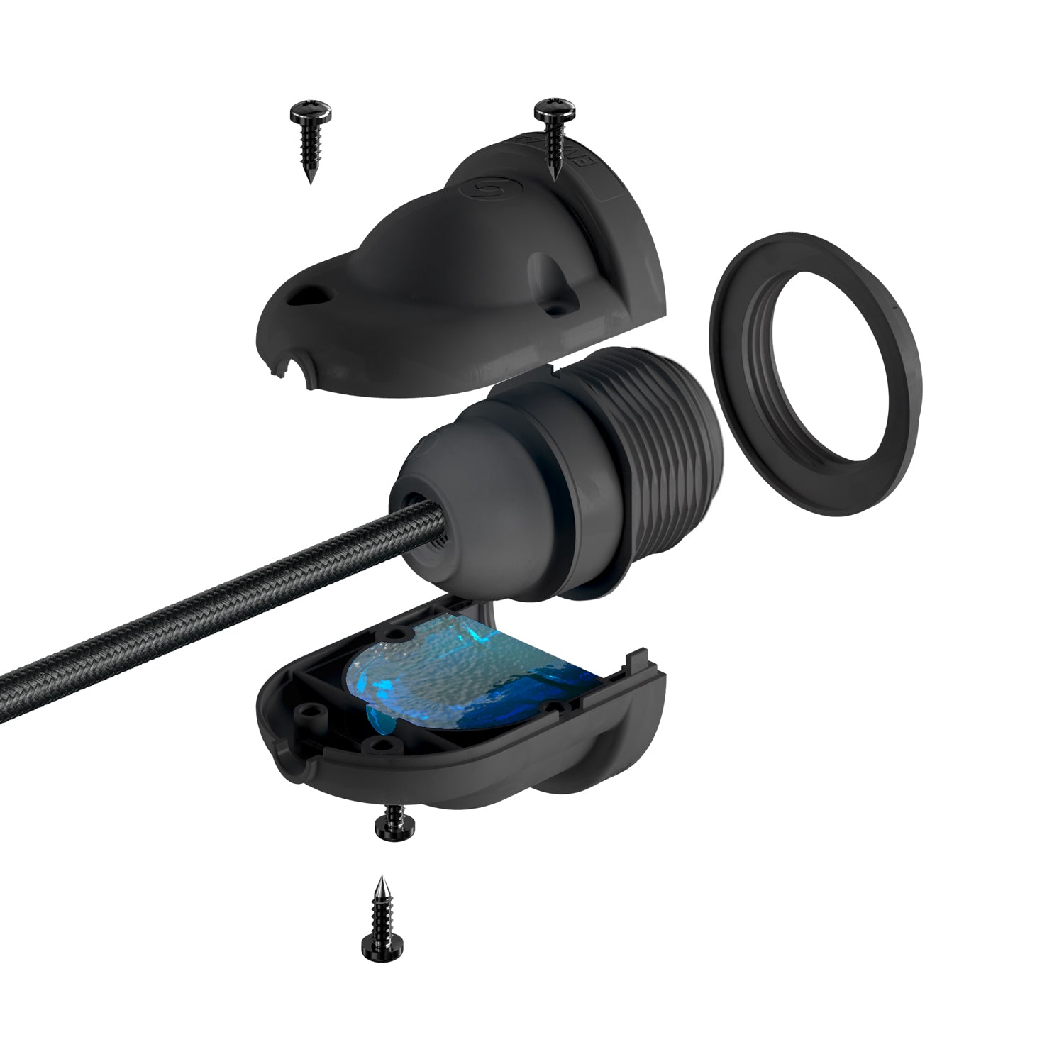 EIVA PASTEL Kit Portalampada IP65 per Esterno in Silicone E27 - Sistema Modulair - Nero