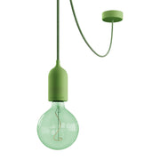 EIVA PASTEL Outdoor pendant lamp with textile cable, decentralizer, canopy and socket for wet locations - Soft green