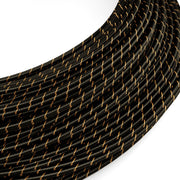Extra Low Voltage power cable coated in silk effect fabric Vertigo Black and Gold ERM42