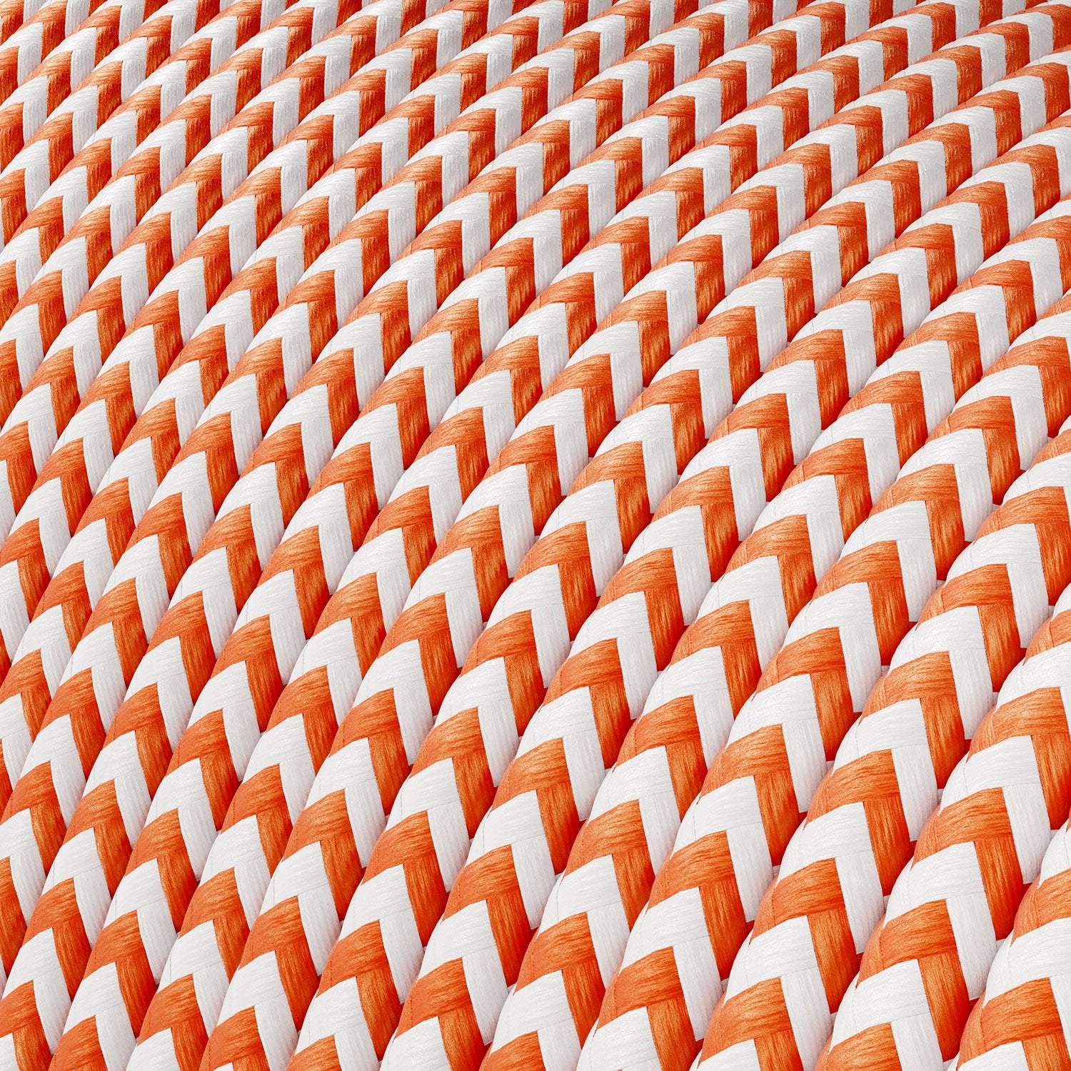 Extra Low Voltage power cable coated in silk effect fabric ZigZag White and Orange RZ15