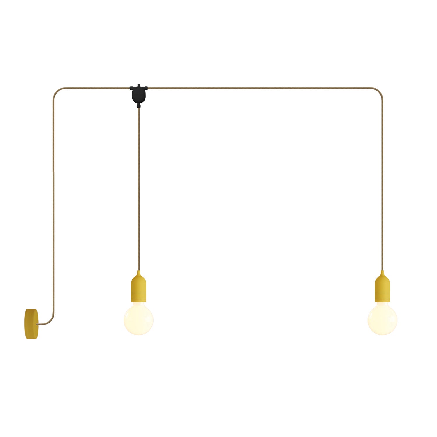 F-Snake EIVA Outdoor lamp for wet locations with 2 lights with canopy - Yellow mustard