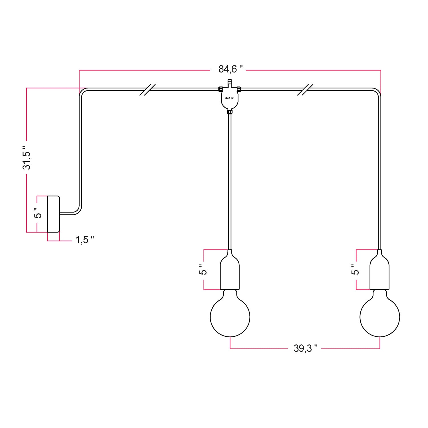 F-Snake EIVA Outdoor lamp for wet locations with 2 lights with canopy - Yellow mustard