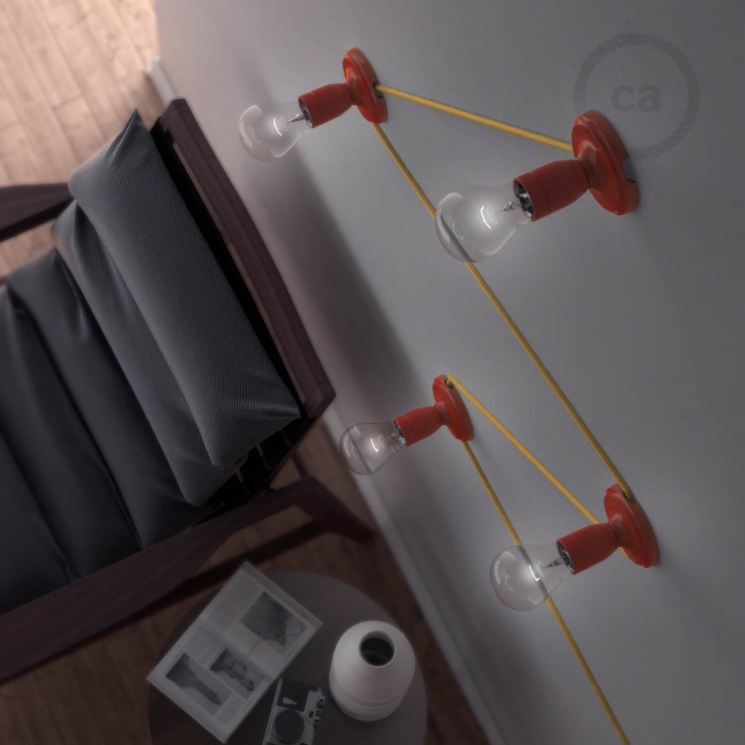 Fermaluce Color, il punto luce colorato in porcellana da parete o soffitto - Rosso