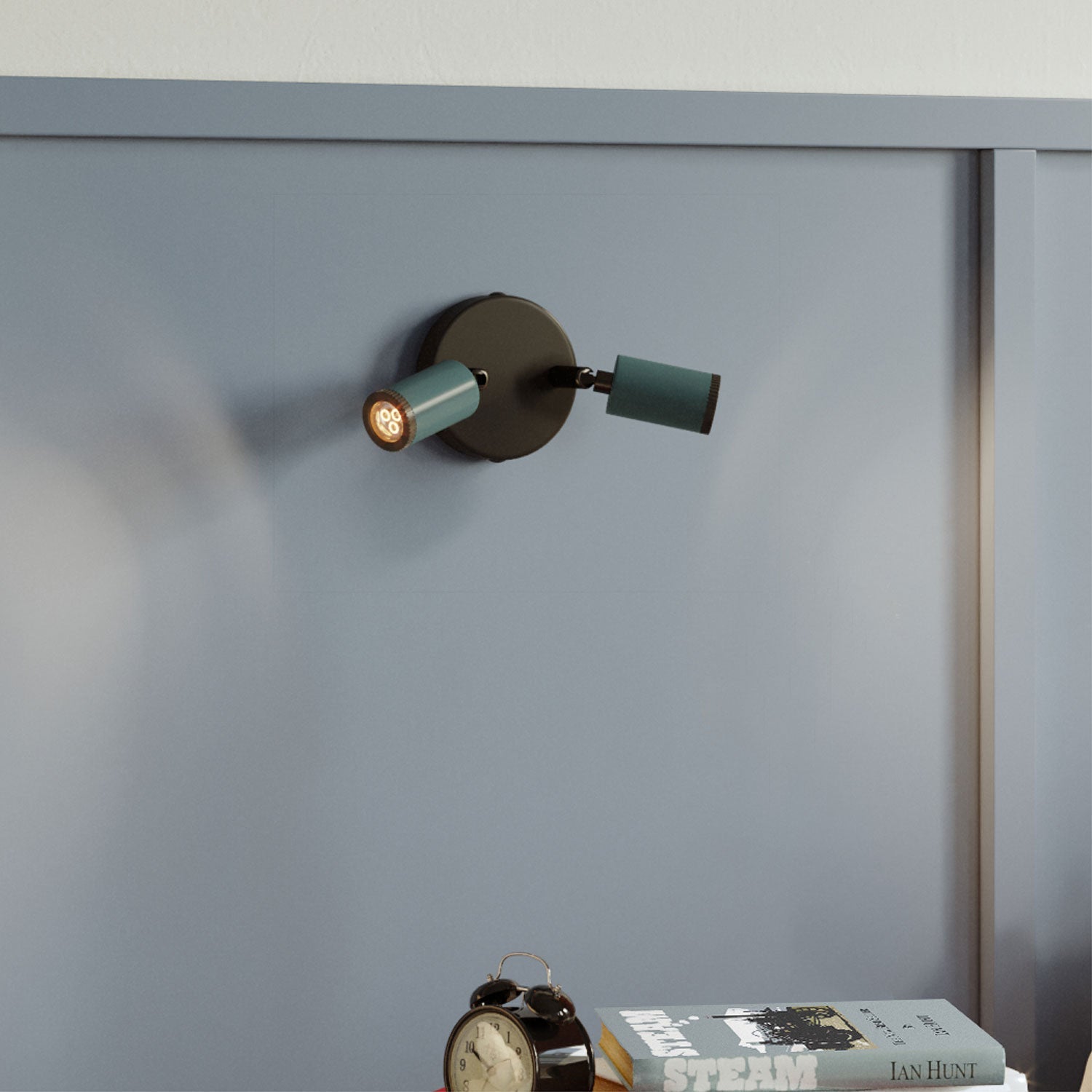 Fermaluce con 2 faretti orientabili Mini Spotlight GU1d0 - Petrolio