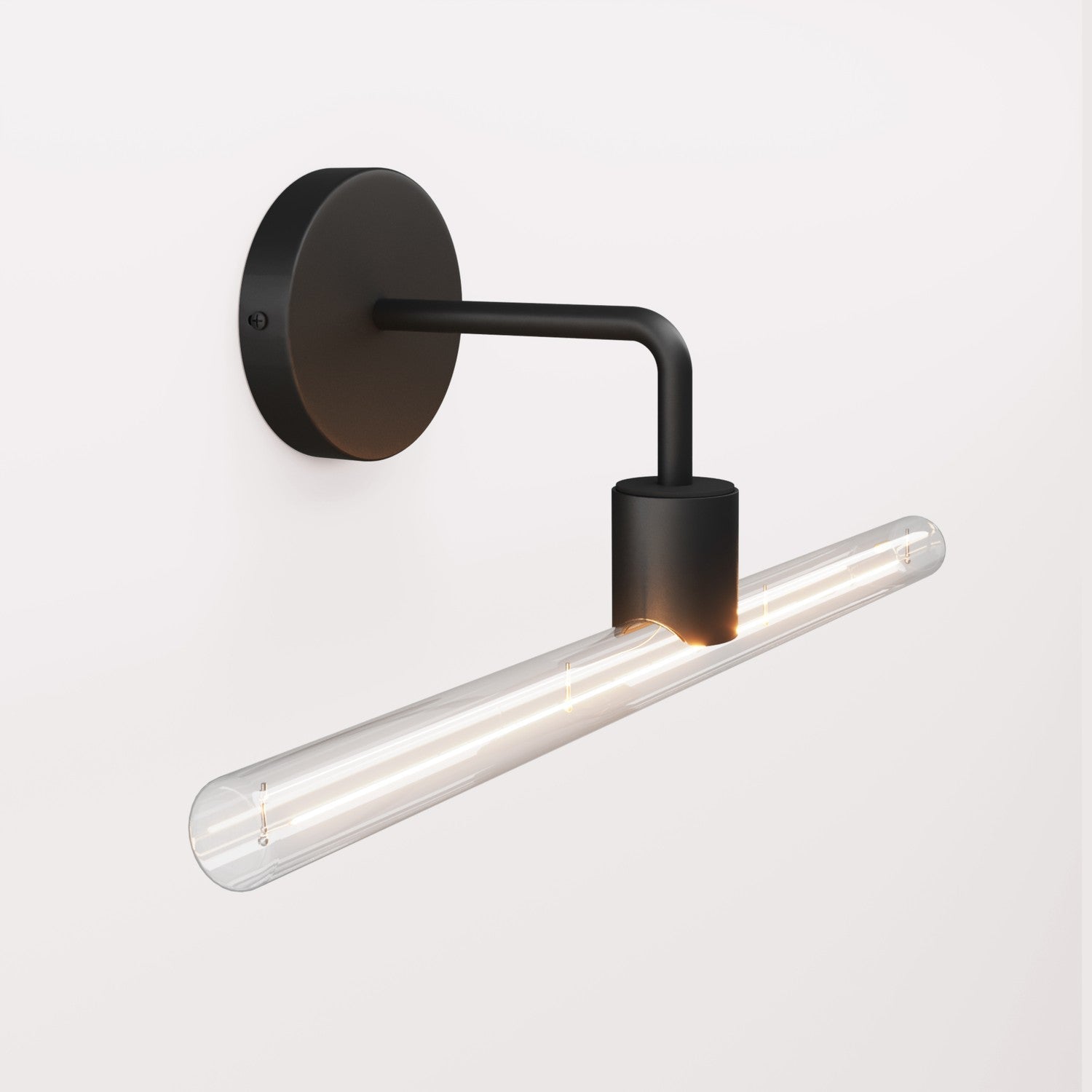 Fermaluce Esse14, Metal Wall Lamp with Curved Extension - Black