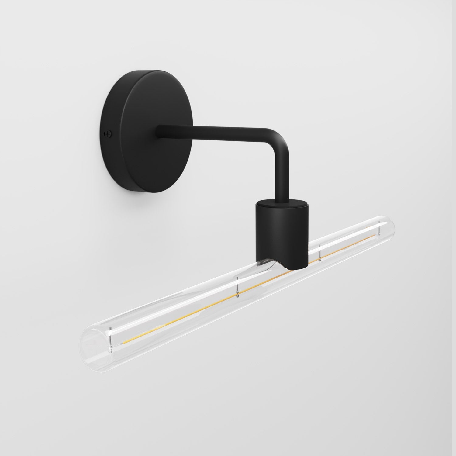Fermaluce Esse14, Metal Wall Lamp with Curved Extension - Black