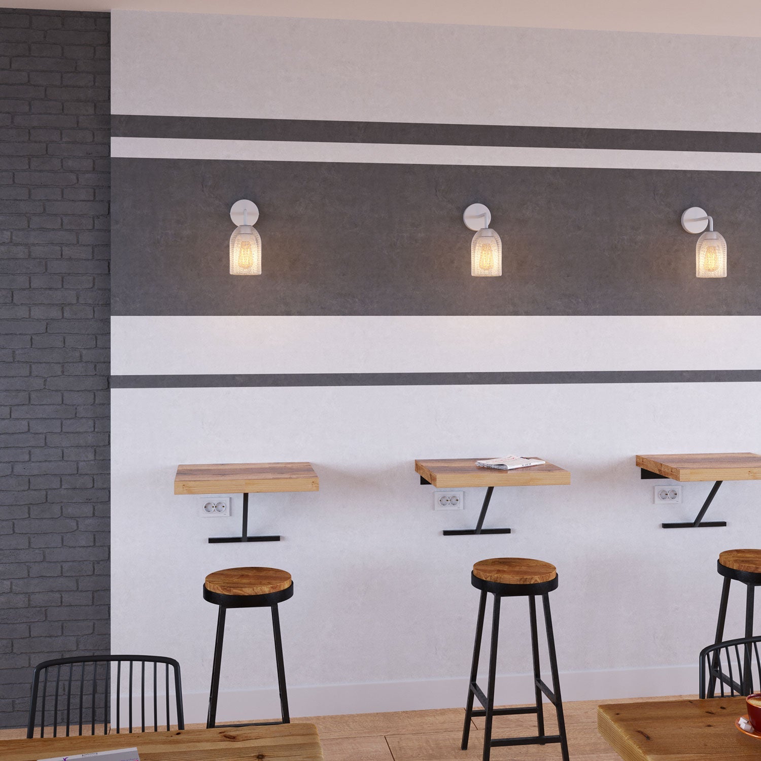 Fermaluce Metal con paralume Ghostbell, lampada a muro in metallo con estensione curva - Bianco