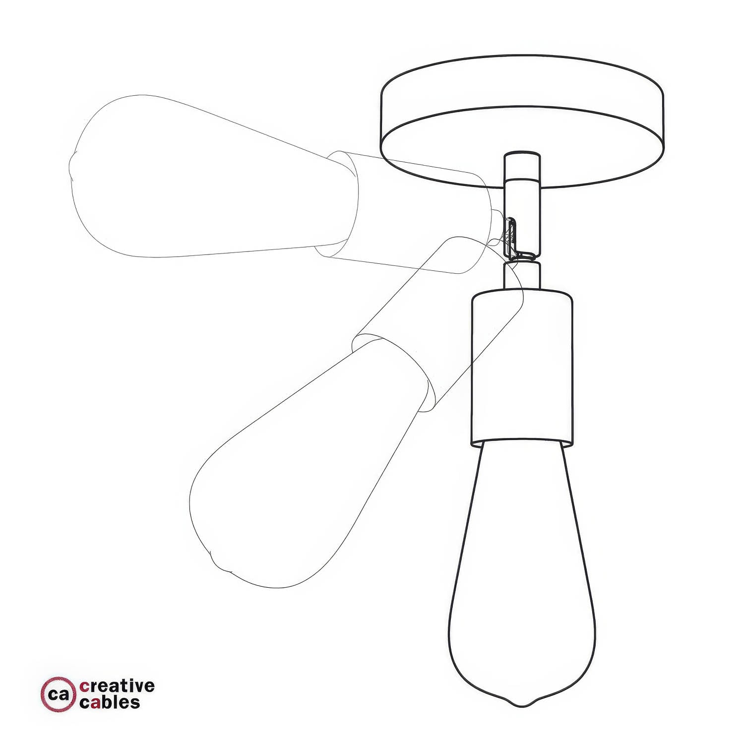Fermaluce Metallo 90°, punto luce orientabile da parete o soffitto - Rame