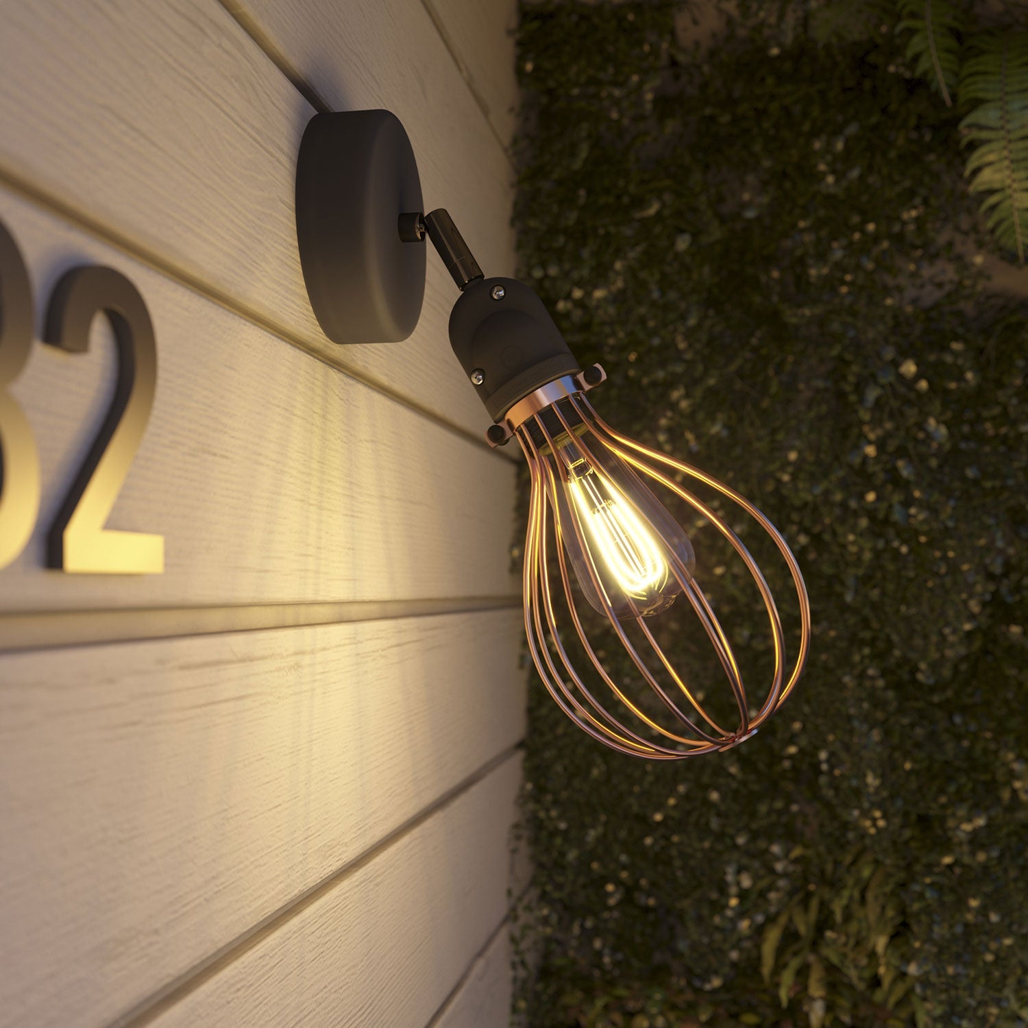 Fermaluce Modulair con snodo orientabile, paralume Drop e portalampada IP65 waterproof - Rame