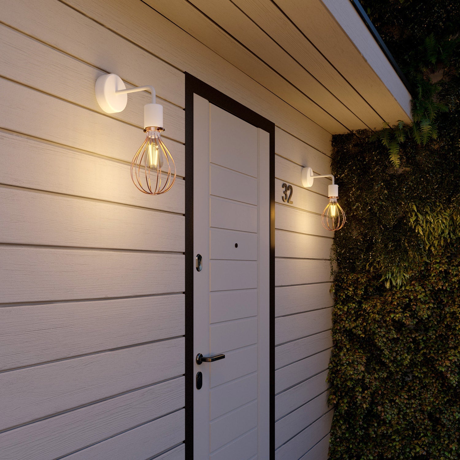 Fermaluce per paralume Modulair ELEGANT con estensione a L, rosone e portalampada IP65 waterproof - Bianco