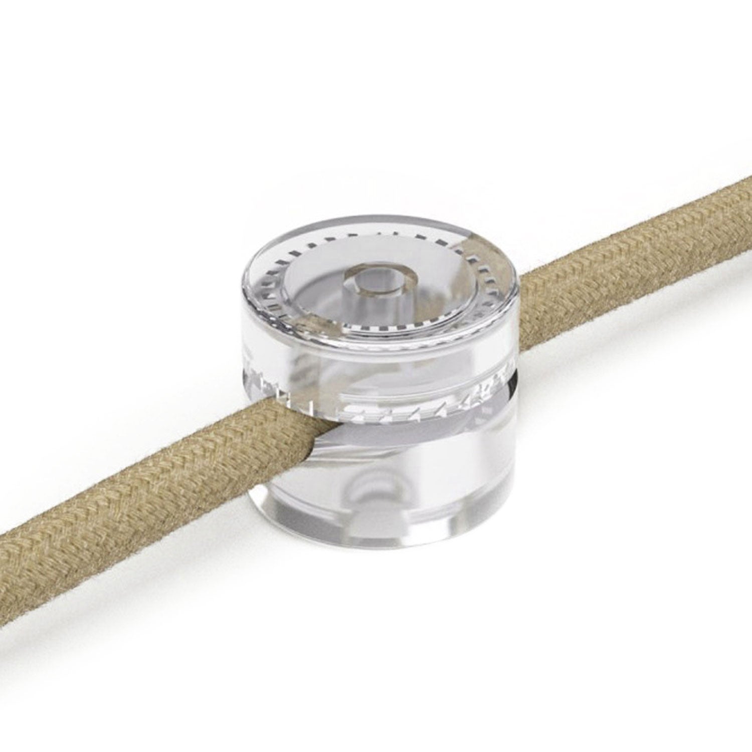 Fissaggio a parete passacavo universale per cavo tessile a larga sezione 3x1 e 3x1,5 e per sistema EIVA - Trasparente