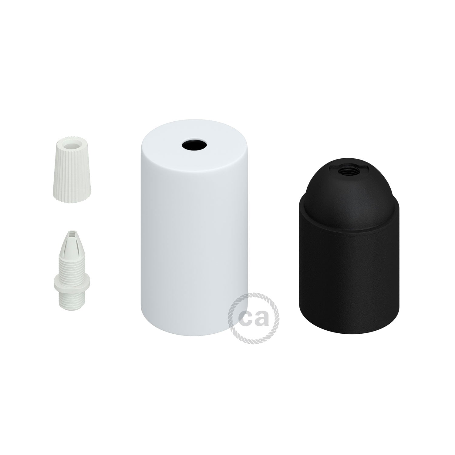 Flat Top Metal UL E26 light bulb socket kit - Matt white Bianco opaco Conico