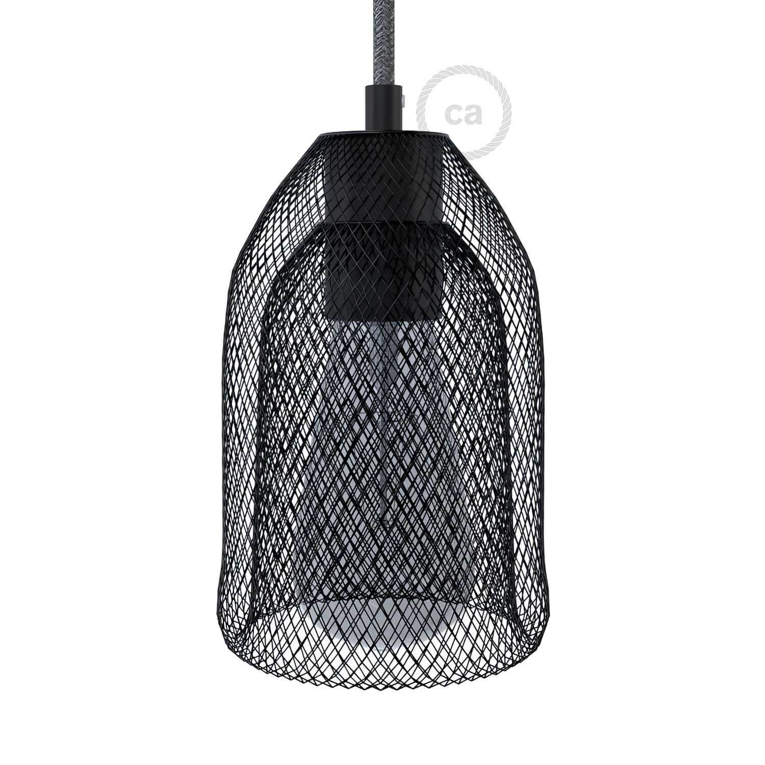 Gabbia paralume GhostBell in metallo con kit portalampada E27 - Nero - Creative Cables
