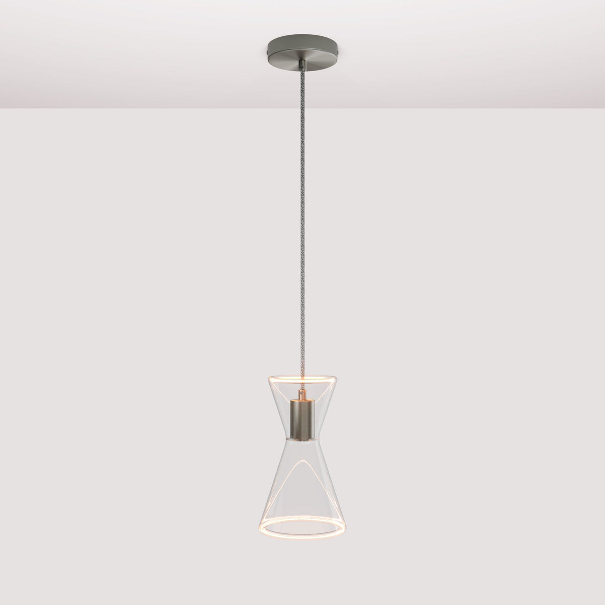 Ghost Double Cone Pendant Lamp - Brushed Titanium