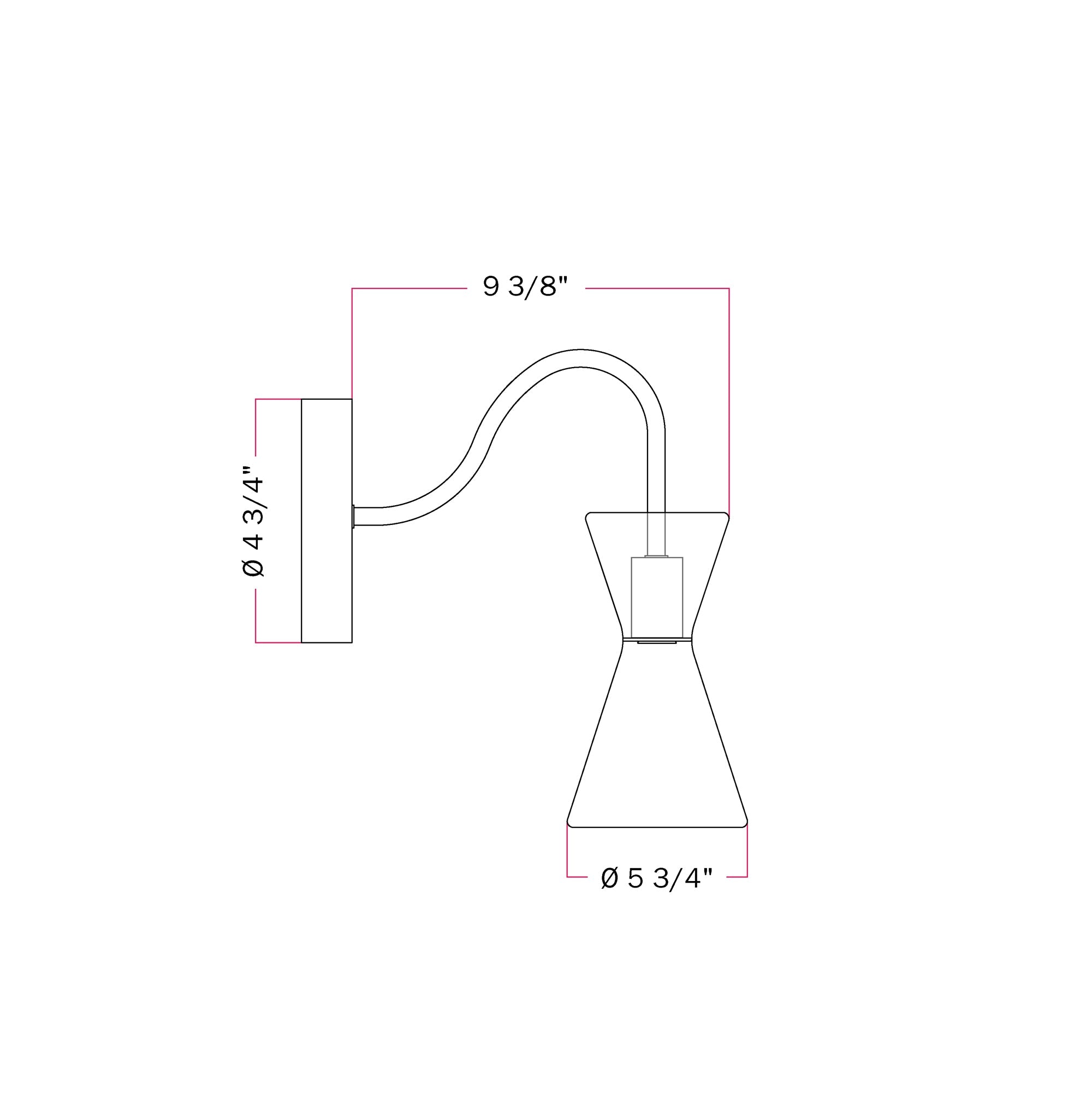 Ghost Double Cone Wall Lamp with S-Shaped Extension - Brushed Bronze