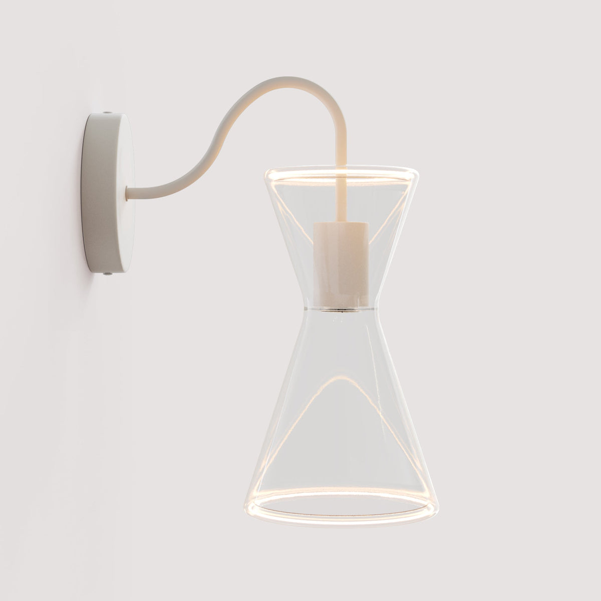 Ghost Double Cone Wall Lamp with S-Shaped Extension - Matte White